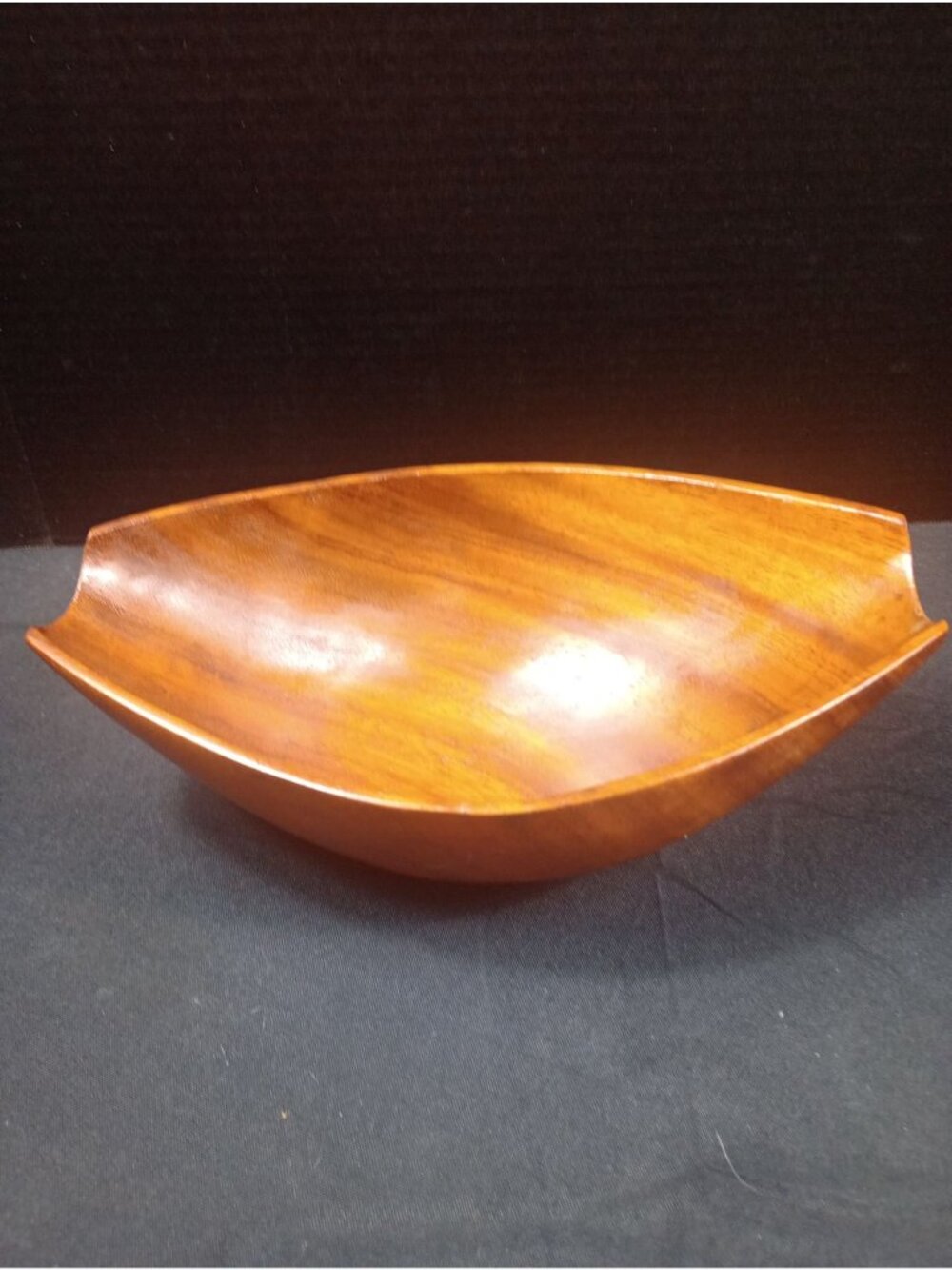 Vintage Oval Teak/Monkey Pod Handcrafted Wall Mountable Serving Bowl